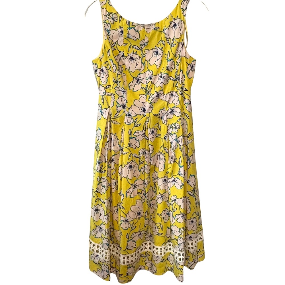 NWT Eliza J Women's Yellow Floral Sleeveless LIned‎ Sundress in Size 6